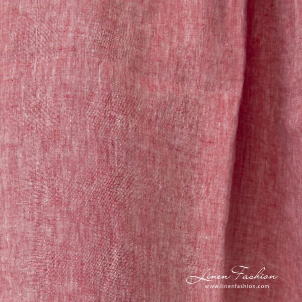Linen fabric in red melange, washed