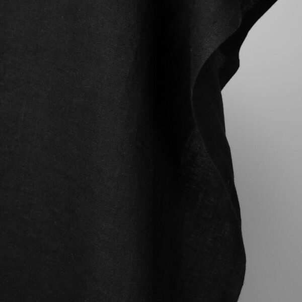Washed linen fabric solid black colour edge