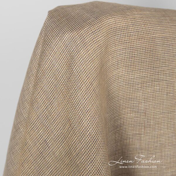 100% linen fabric in brown checks.