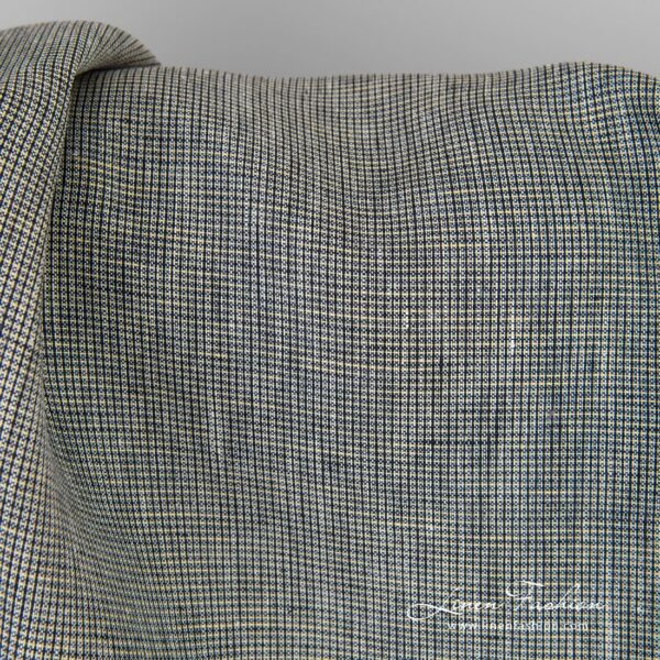 Linen fabric woven in black, light yellow and white yarns