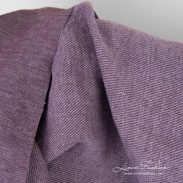 Violet linen fabric woven in light and dark violet yarns