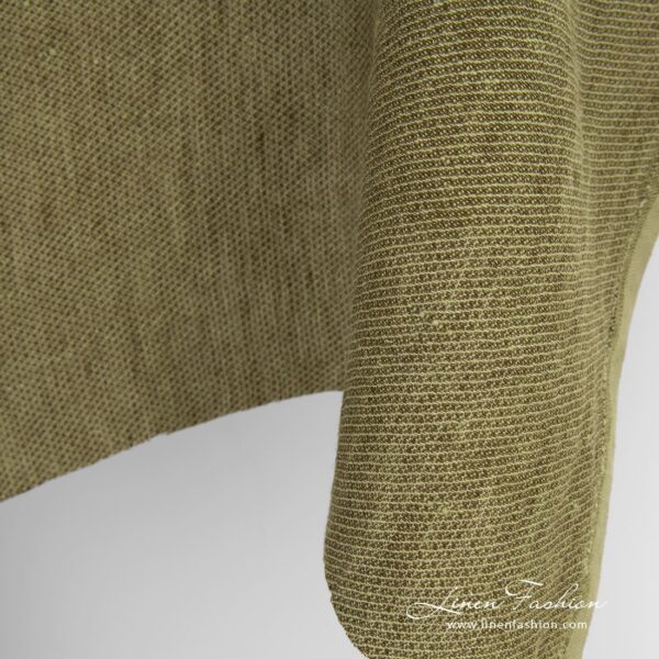 Green linen fabric, specially washed to increase softness