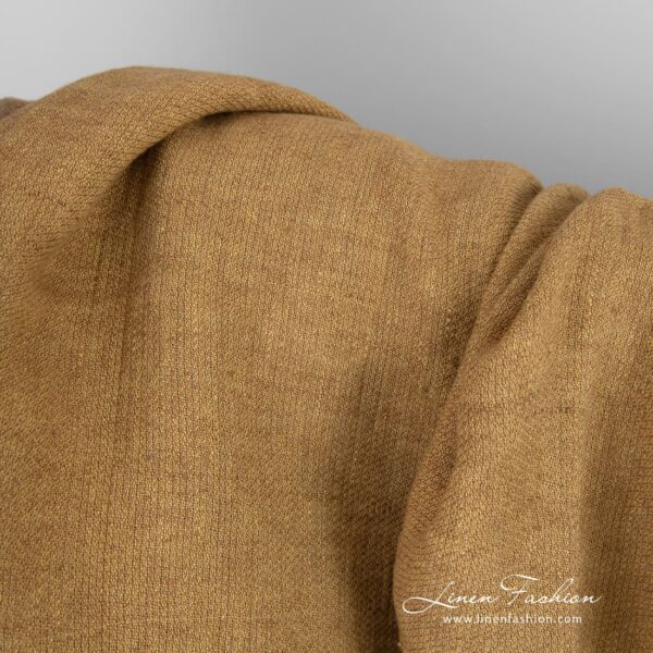 Yellow brown linen fabric, specially washed to increase softness