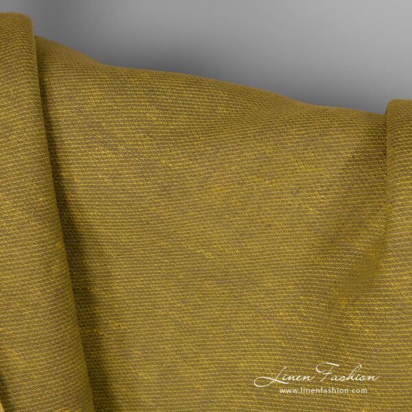 100% linen fabric in diagonal pattern, yellow-green.