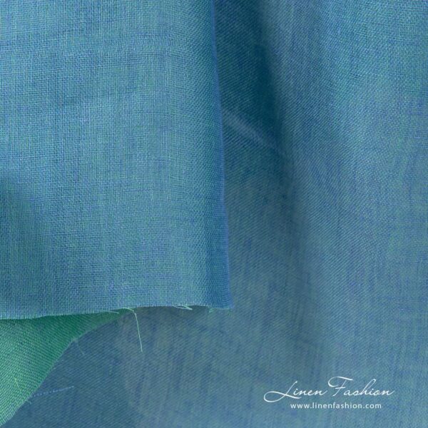Blue-green dyed linen fabric.