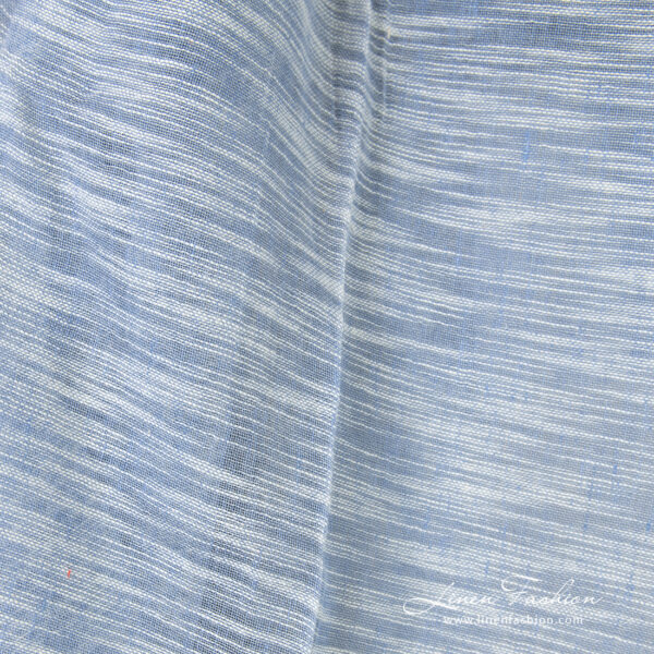 Blue linen cotton fabric made with fancy yarns