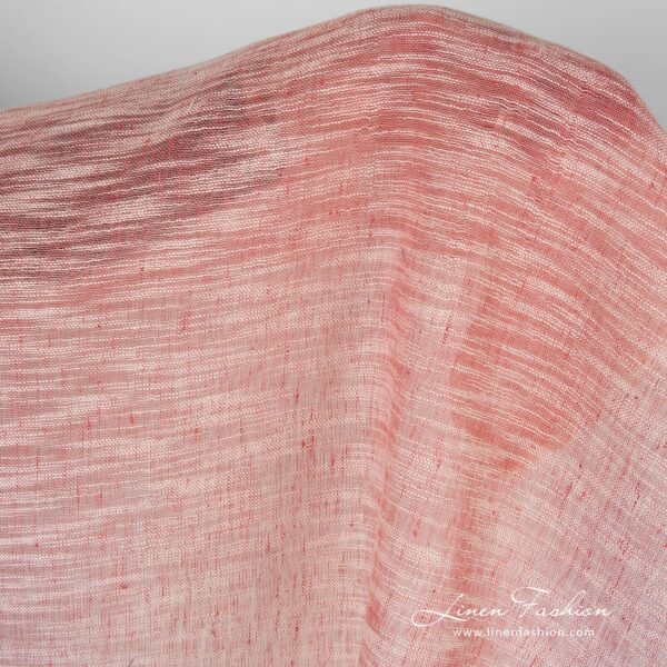 Linen cotton rosy fabric with white irregularities
