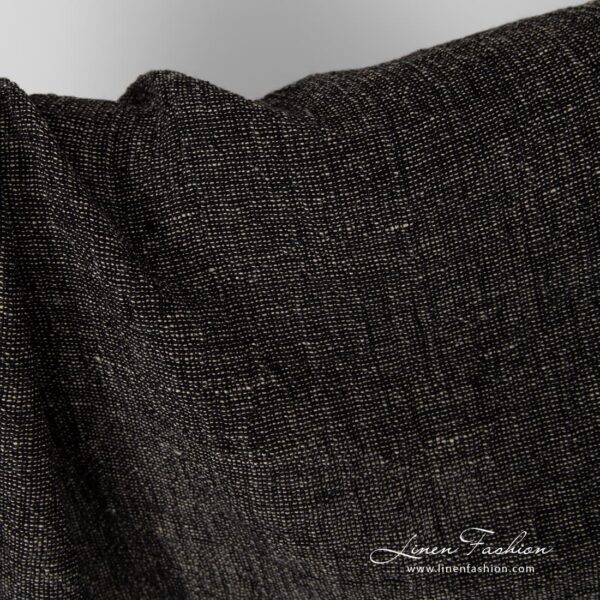 100% linen fabric in black and flax melange.
