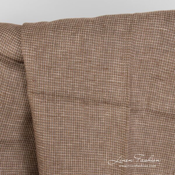 Brown linen fabric in waffle checks.