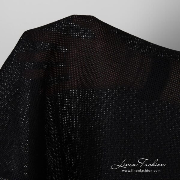 100% linen fabric black canvas.