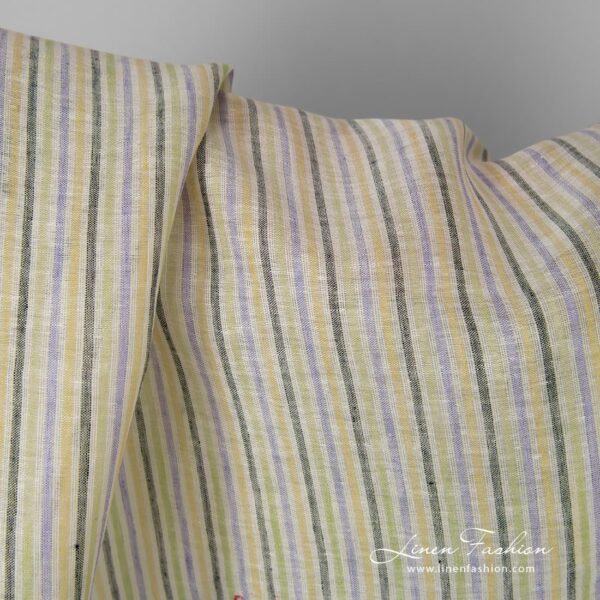 Striped 100% linen fabric.
