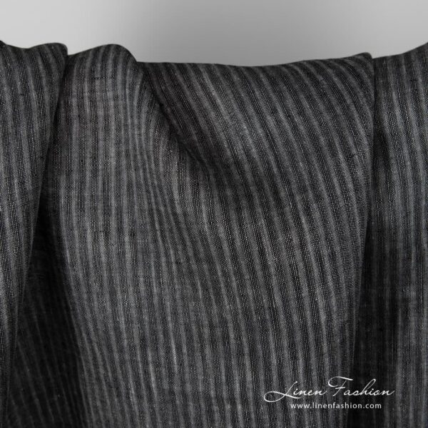 100% linen fabric in black stripes.
