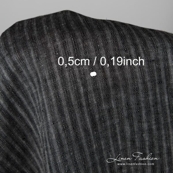 Black striped 100% linen fabric.