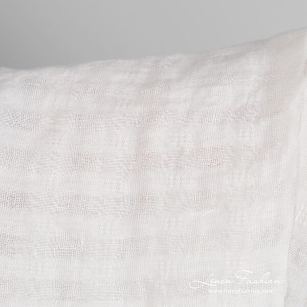 Off-white linen fabric in openweave checks