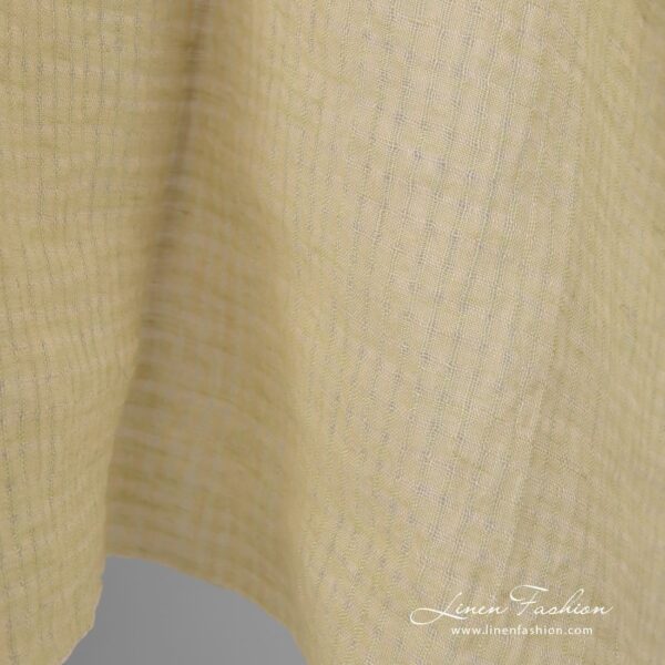 Checked yellow linen fabric