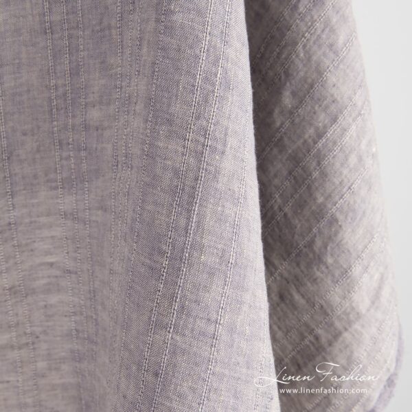 Linen fabric with vertical stripes and melange colors