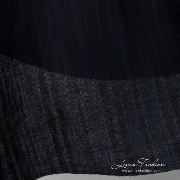 Striped 100% linen fabric in black navy.