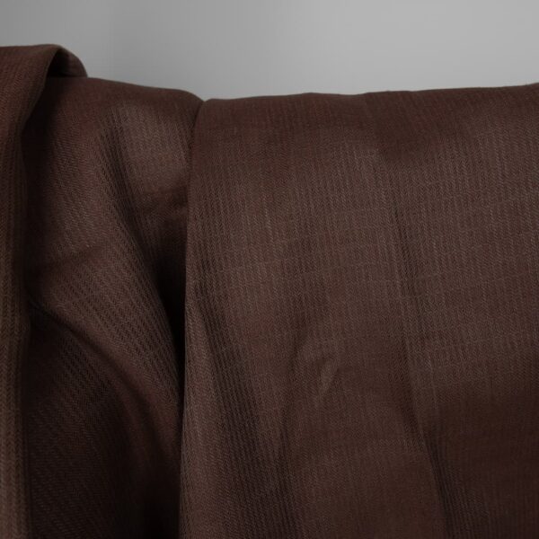 Tessuto di lino marrone dobby twill a righe - immagine 3