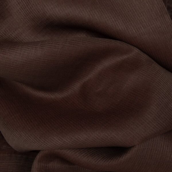 Tessuto di lino marrone dobby twill a righe - immagine 4