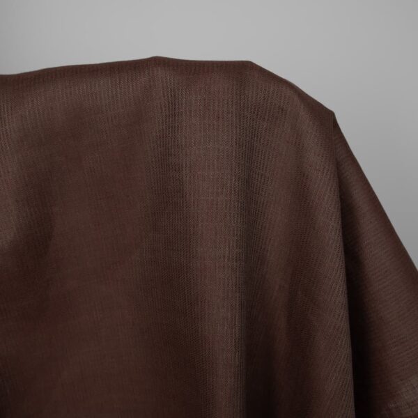 Tessuto di lino marrone dobby twill a righe - immagine 2