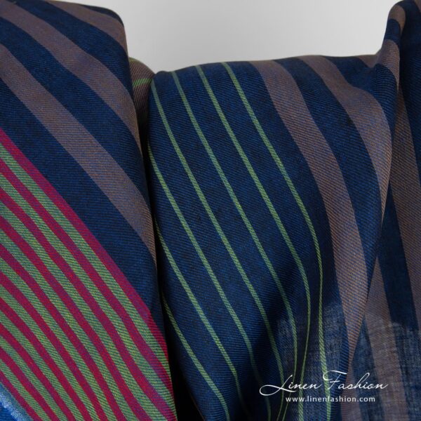 Multicolored linen fabric in stripes