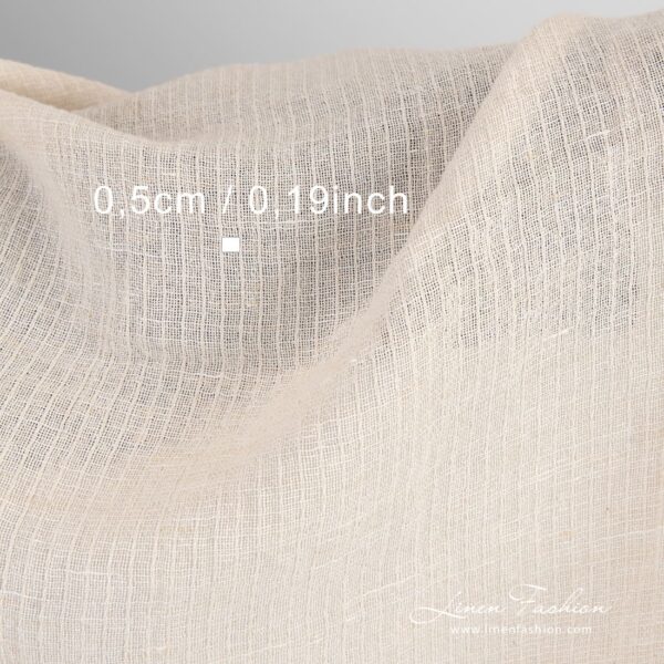 Beige linen cotton fabric, washed
