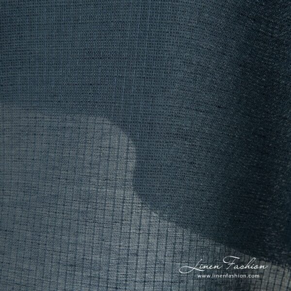 Dark blue linen cotton fabric, transparent