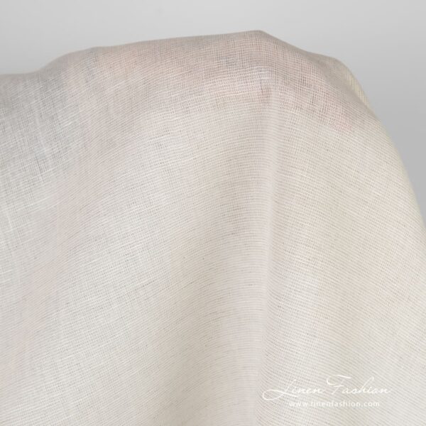 Transparent greyish white cotton linen fabric