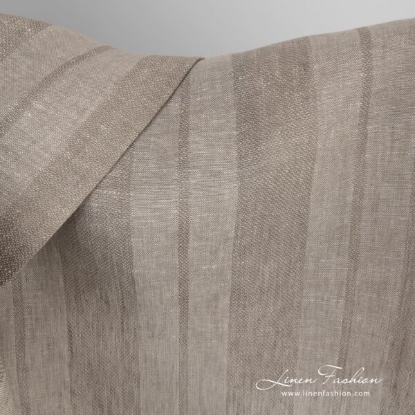 Linen fabric in sand color stripes for clothes and home textile