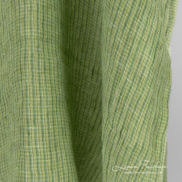 Lime green linen fabric in gauze pattern
