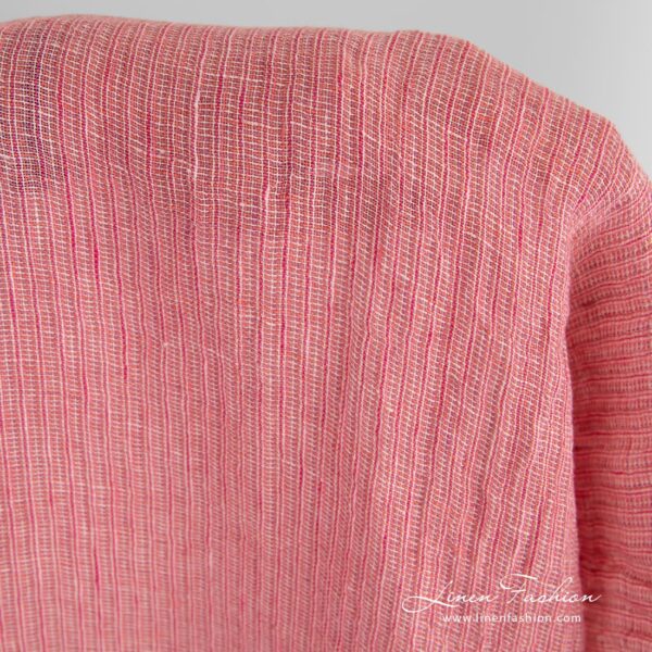 Pink linen fabric in melange for curtains, scarves, shawls