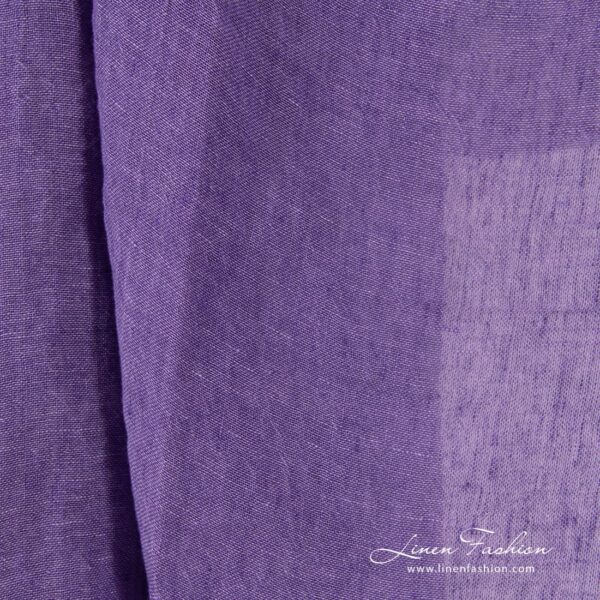 Transparent violet linen fabric in melange, perfect for curtains and shawls