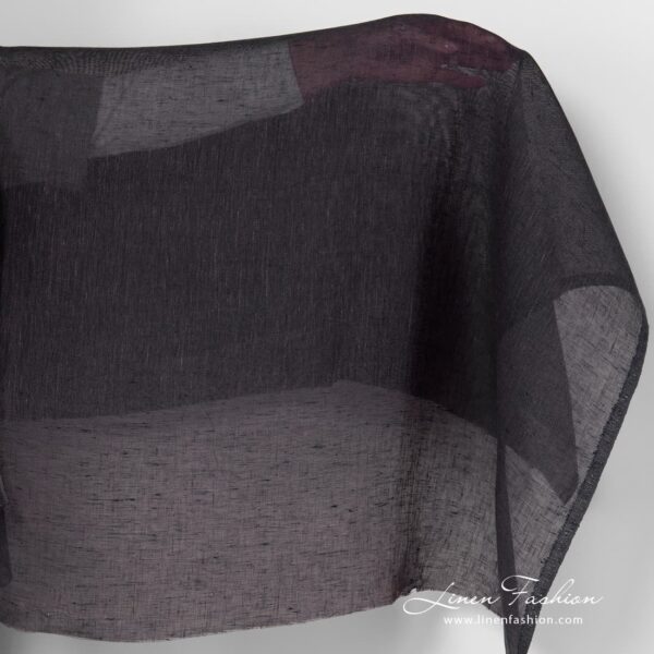 Gauze linen fabric in dark grape colour.