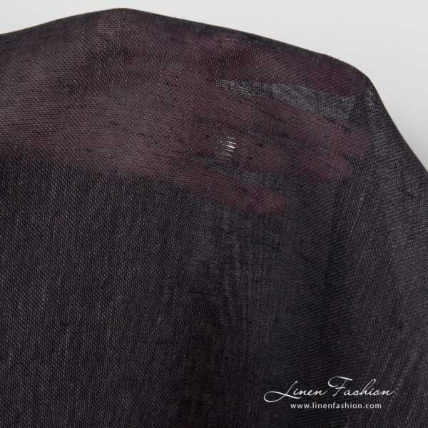 Dark grape dyed 100% linen fabric.