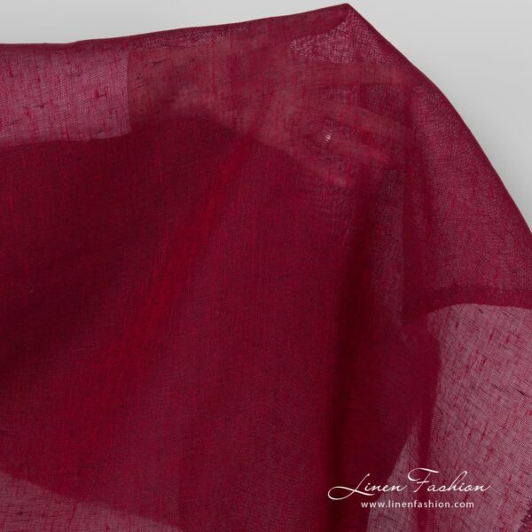 Dark red linen fabric.