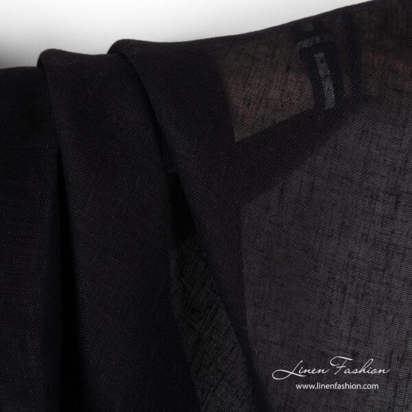 Transparent black linen fabric.