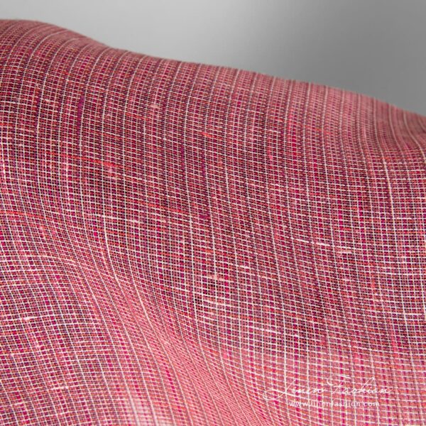 Rose linen fabric in checks