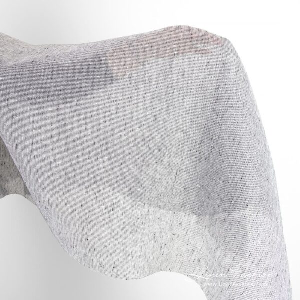 Transparent linen fabric in black and white melange