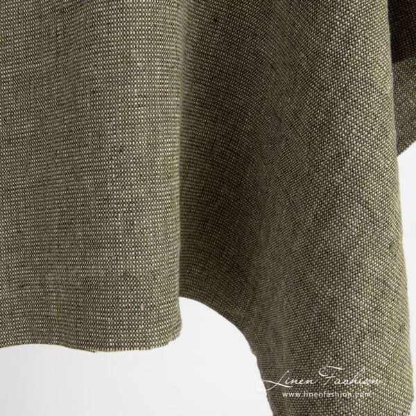 Moss green linen fabric, washed