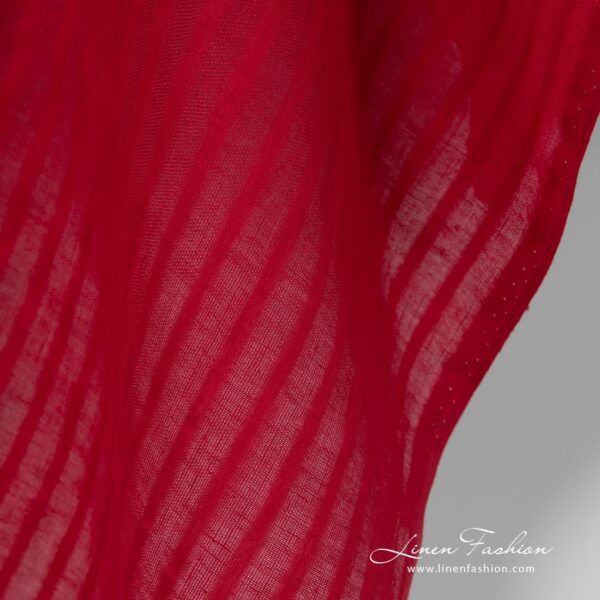 100% linen fabric in red colour.