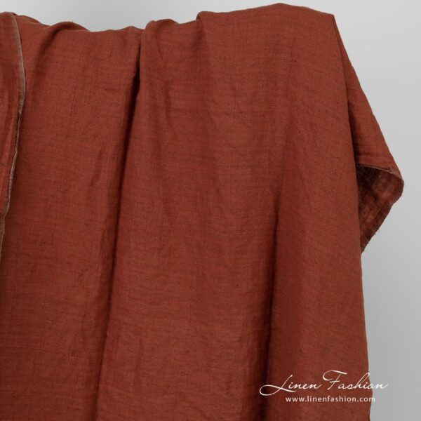 Currant red linen fabric
