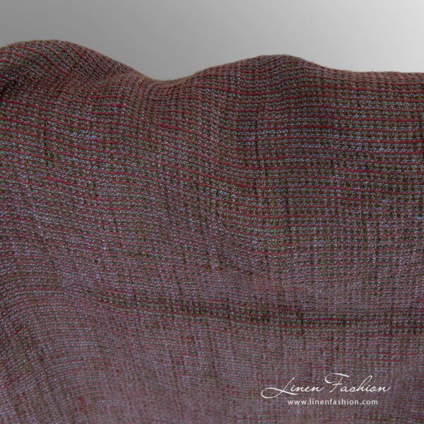 Multicolored linen fabric with "waffle" checks