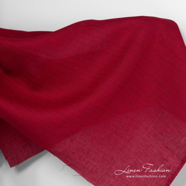 Red melange linen fabric.