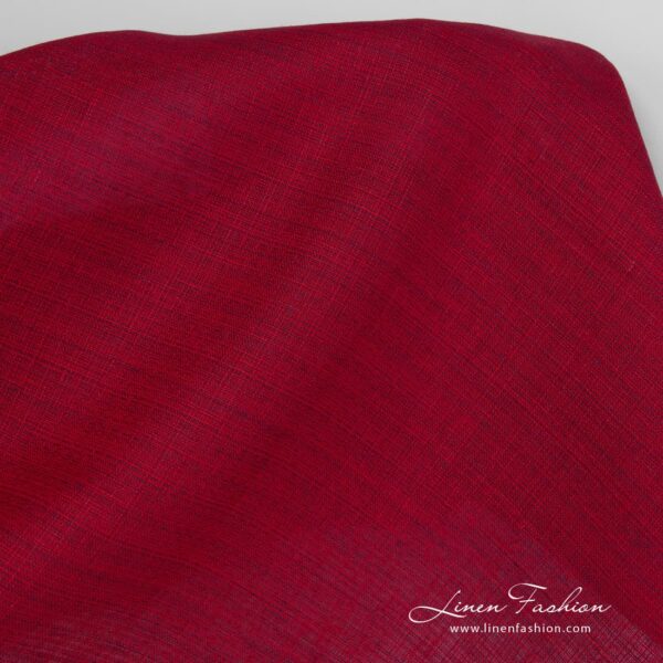 Melange red linen fabric.