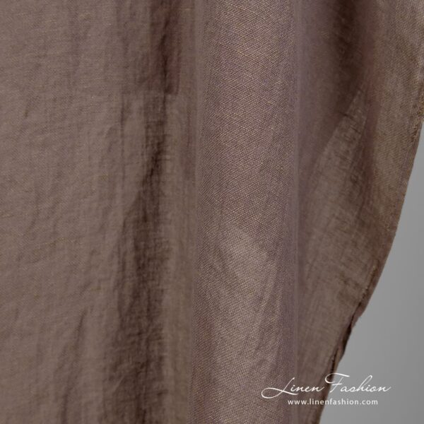 Linen cotton fabric in grey violet melange, washed