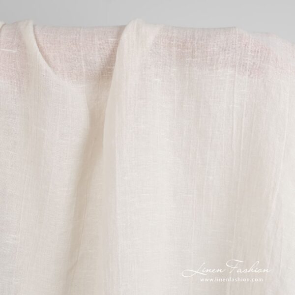 Off-white linen cotton fabric in plain weave