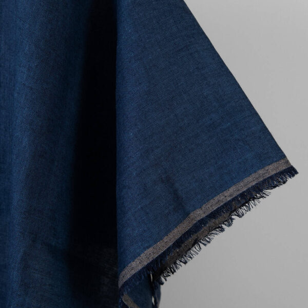 Tessuto di lino di colore blu scuro denim - immagine 2