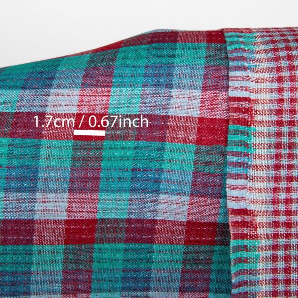 Tessuto di lino a quadri bifacciali rosso verde blu - immagine 4