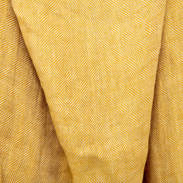 Tessuto di lino a quadri in twill a fantasia gialla lavato - immagine 3