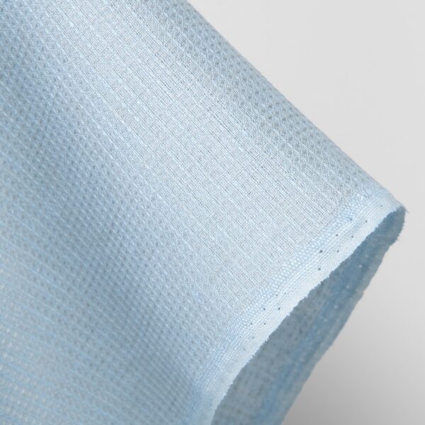 Tessuto di lino grigio chiaro blu waffle - immagine 5